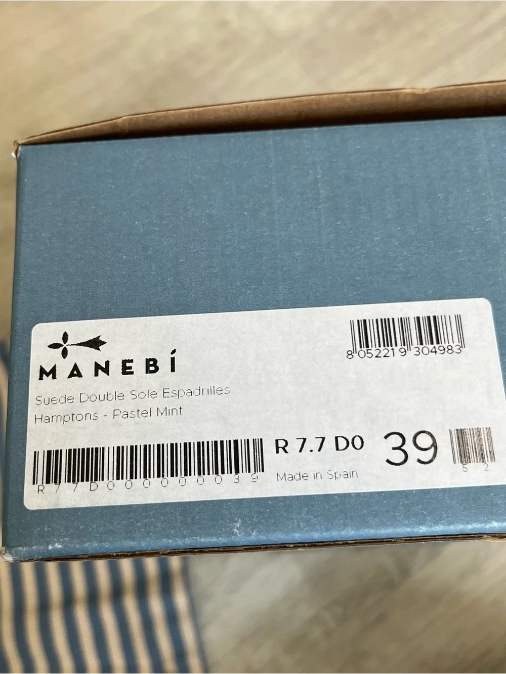 MANEBÍ Hamptons Suede Double Sole Espadrilles Shoe Pastel Mint EU 39 NIB Coastal